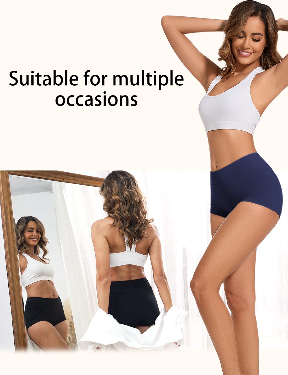 5 Pack Womens Cotton High Waisted Full Coverage Underwear(Regular & Plus Size)