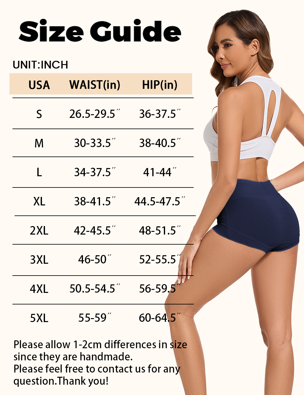 5 Pack Womens Cotton High Waisted Full Coverage Underwear(Regular & Plus Size)